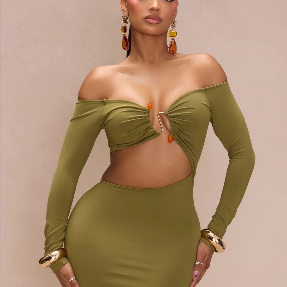 Olive Green Cutout Dress